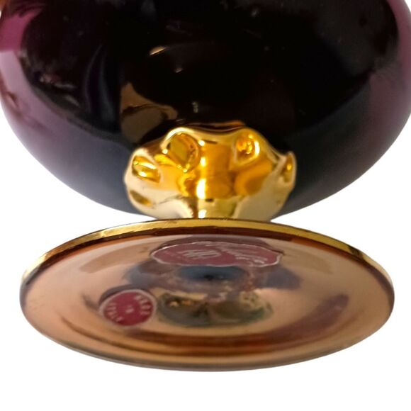 Ardalt Italy Perfume Bottle Amethyst Glass Stopper Lenwile Gold Painted Vintage. - Picture 9 of 16